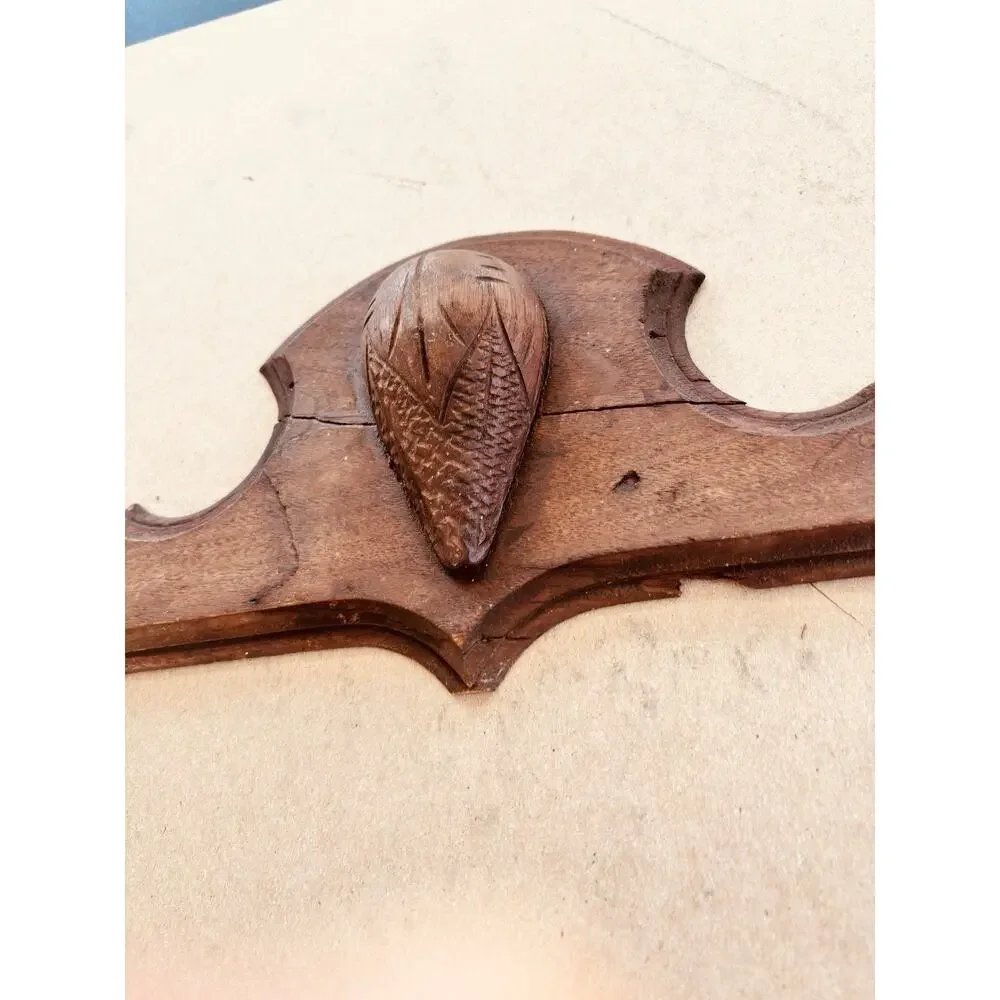 Antique Victorian Carved Furniture Crest Pediment Pine Cone 16-1/4
